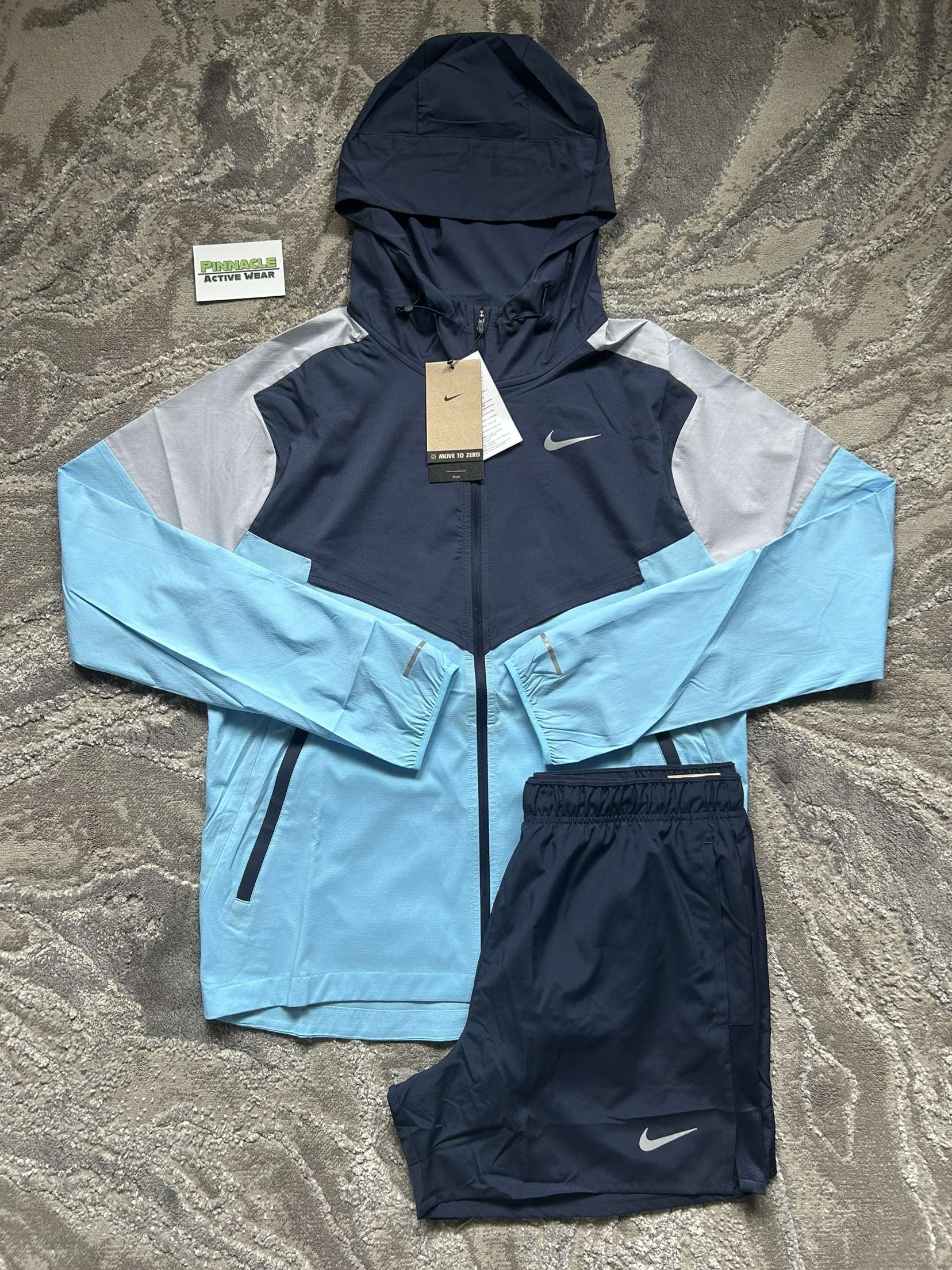 Nike 2 Piece Windrunner Set “Obsidian / Light Blue / Grey”