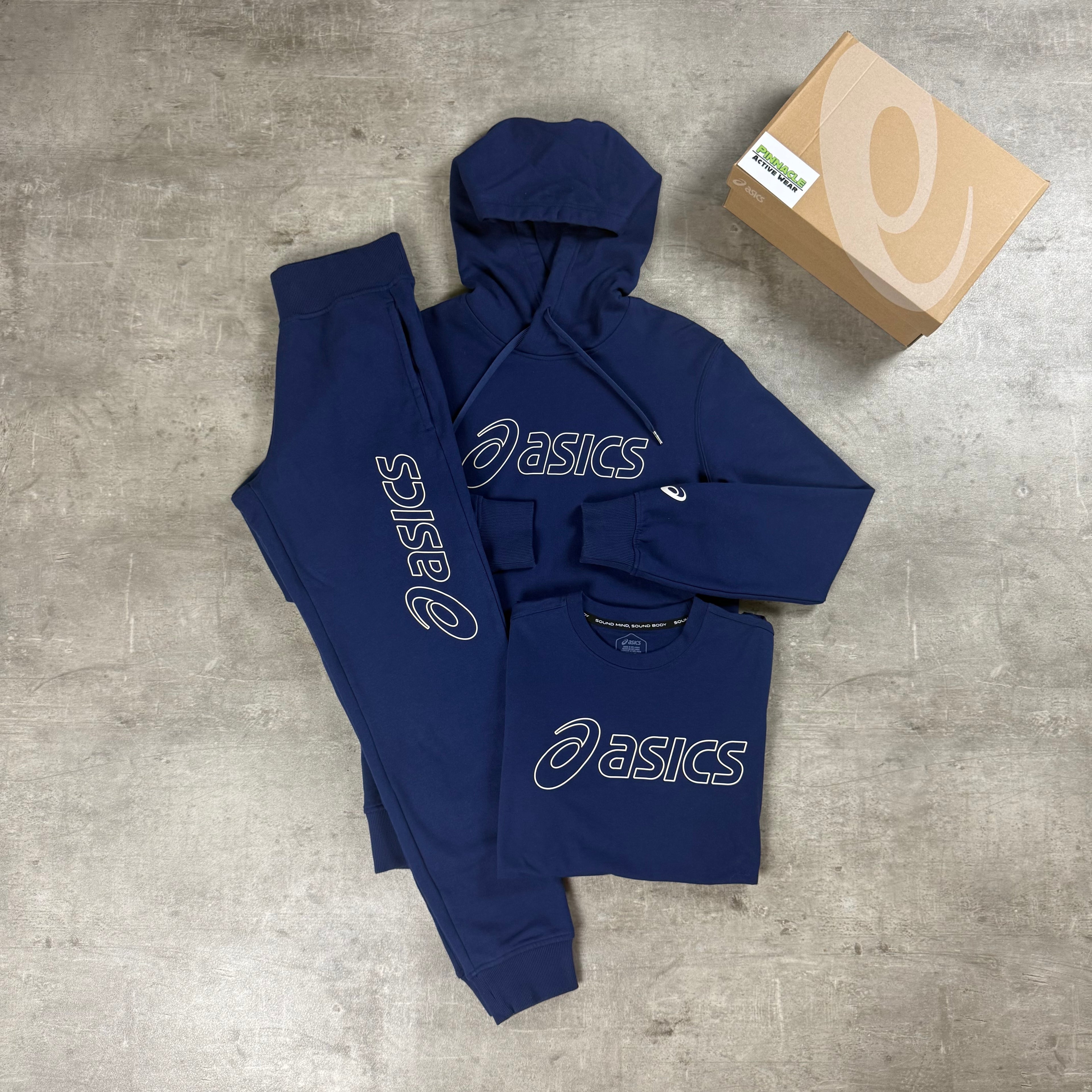 Asics 3 peice fleece tracksuit “Navy”